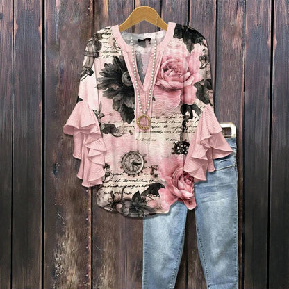 Magdalena - Vintage bloes met bloemenprint