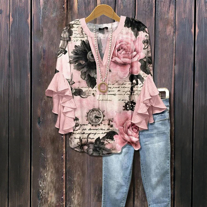 Magdalena - Vintage bloes met bloemenprint