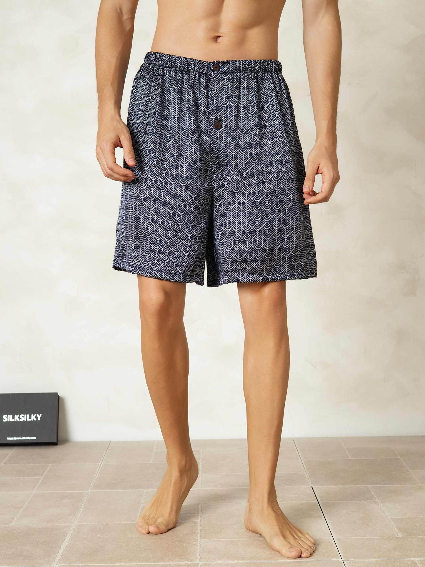 Short En Soie Pure Taille Élastique Shorts De Nuit Pour Hommes