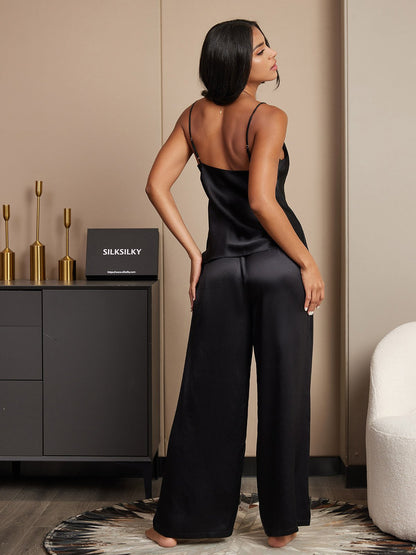 Zijden pyjamaset met camisole en wijde broek