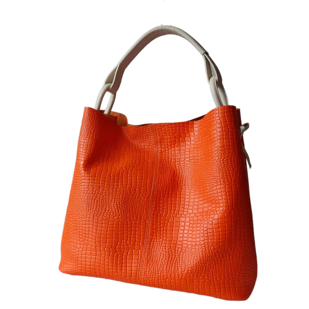 Aubrey Reptil Oranje Dames Leren Handtas