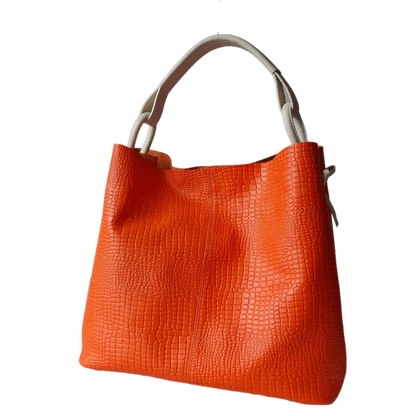 Aubrey Reptil Oranje Dames Leren Handtas