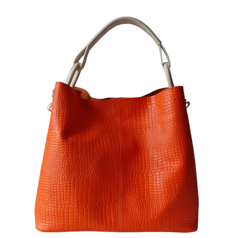 Aubrey Reptil Oranje Dames Leren Handtas