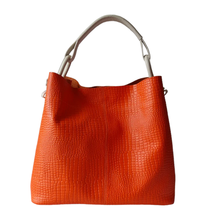 Aubrey Reptil Oranje Dames Leren Handtas