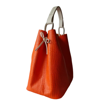 Aubrey Reptil Oranje Dames Leren Handtas