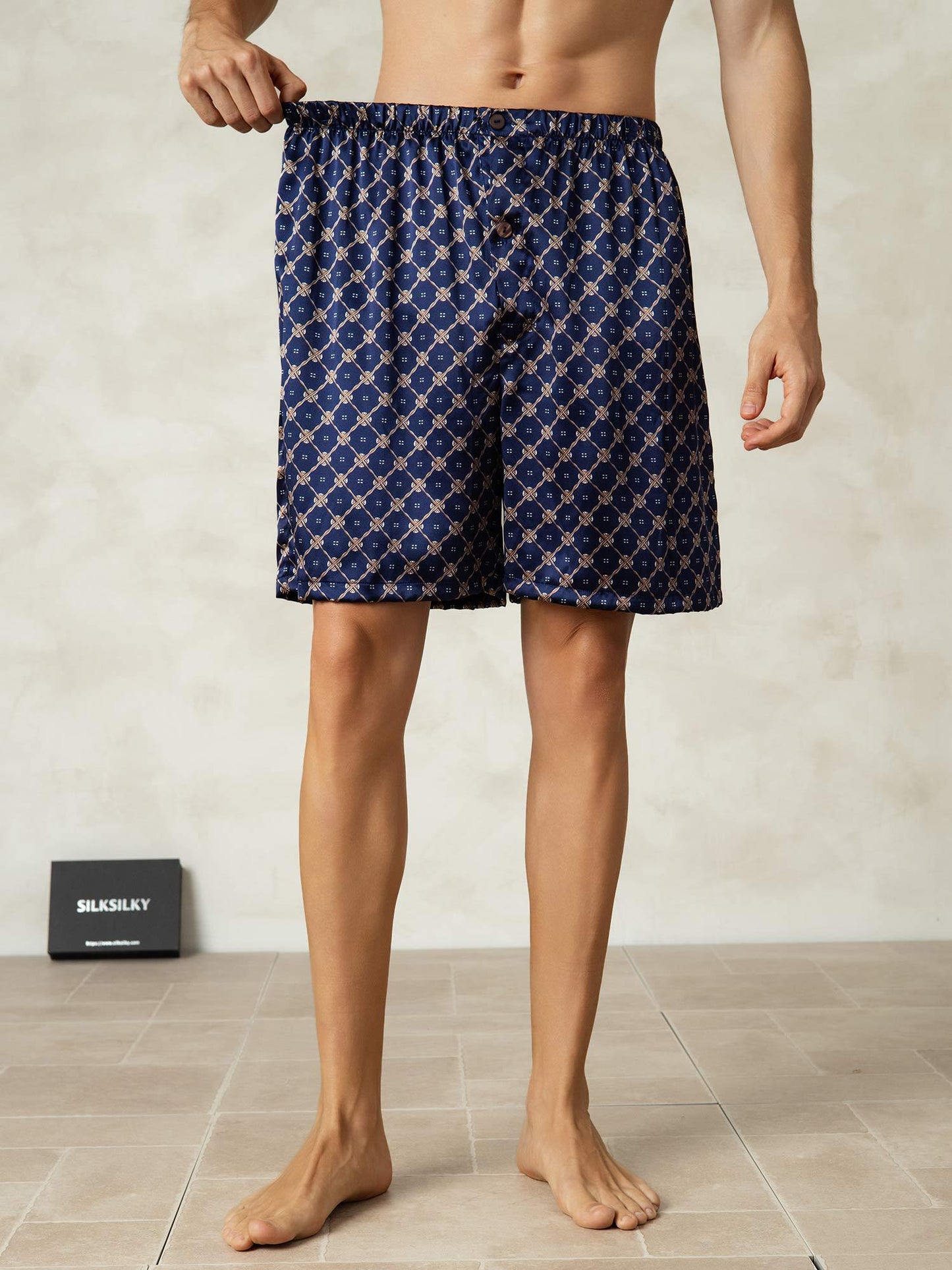 Short En Soie Pure Taille Élastique Shorts De Nuit Pour Hommes