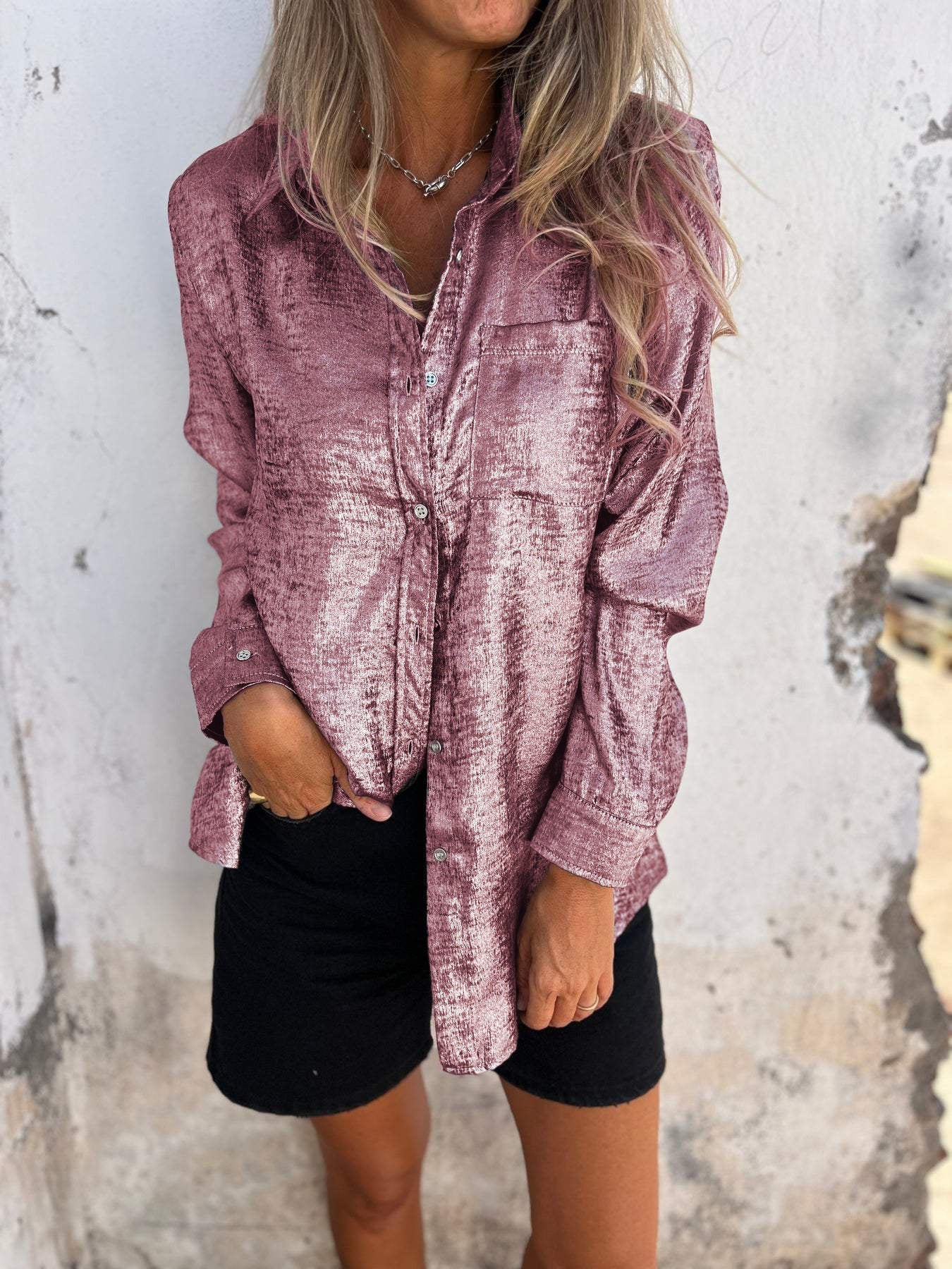 Zella™ | Chic glinsterend overhemd