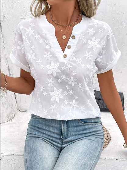 Amara Blumen V-Ausschnitt Bluse