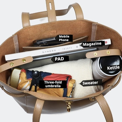 Echtes Leder Vintage Schloss Schnallen Tote Bag