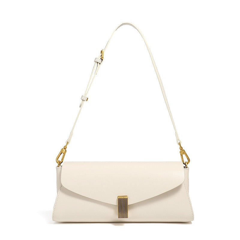 Dames schoudertas van imitatieleer met elegante metalen sluiting - Amandine
