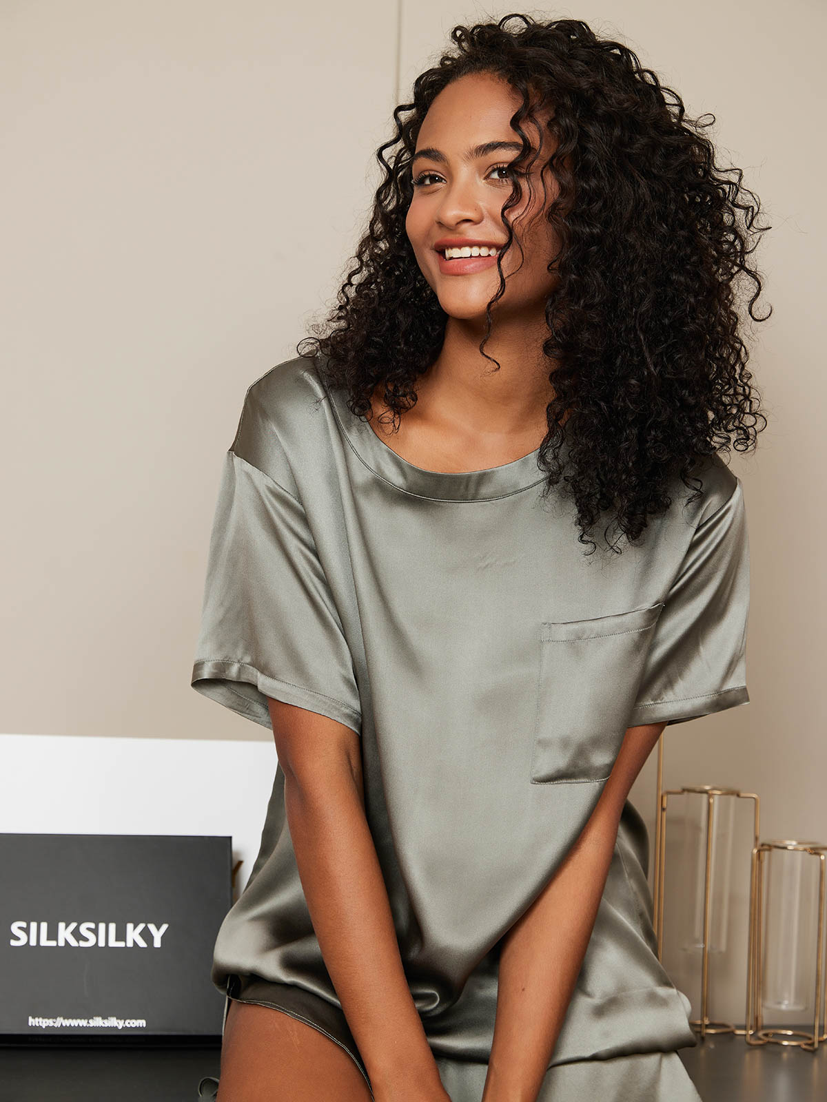 Pure Soie Courtes Manches Pyjamas