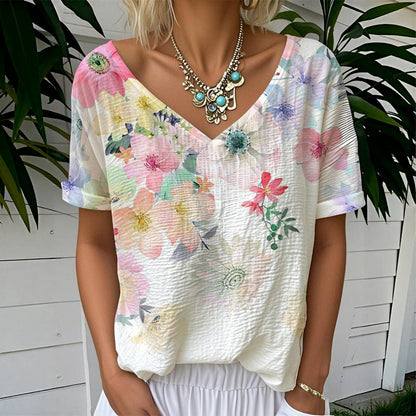 T-Shirt Décontracté À Imprimé Floral