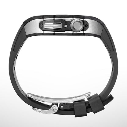Koolstofvezel en titanium behuizing met fluorrubberen band voor Apple Watch 44/45 mm