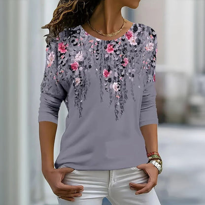 【Lange mouwen】Vintage T-shirt met bloemenprint