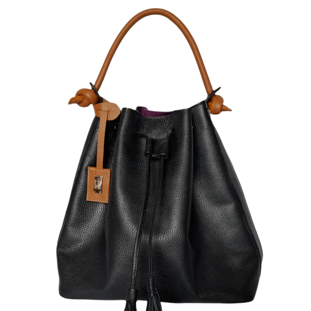 Jade Dames Leren Handtas in Zwart