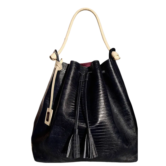 Jade Reptil schwarze Lederhandtasche für Frauen