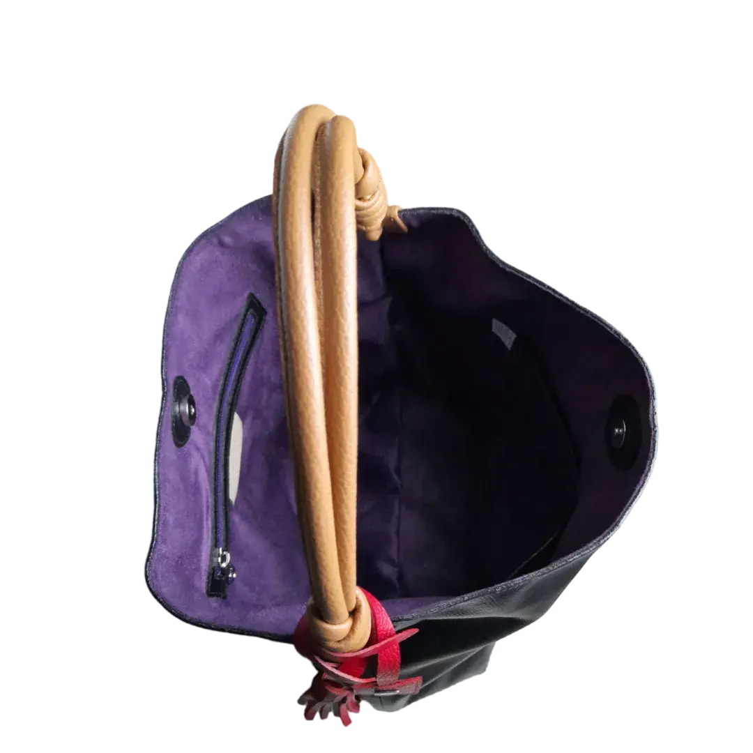 Leah Zwarte Leren Handtas voor Dames