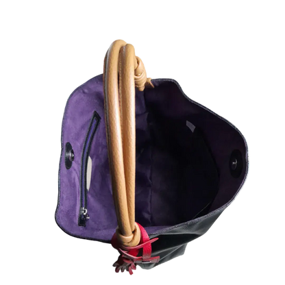 Leah Zwarte Leren Handtas voor Dames