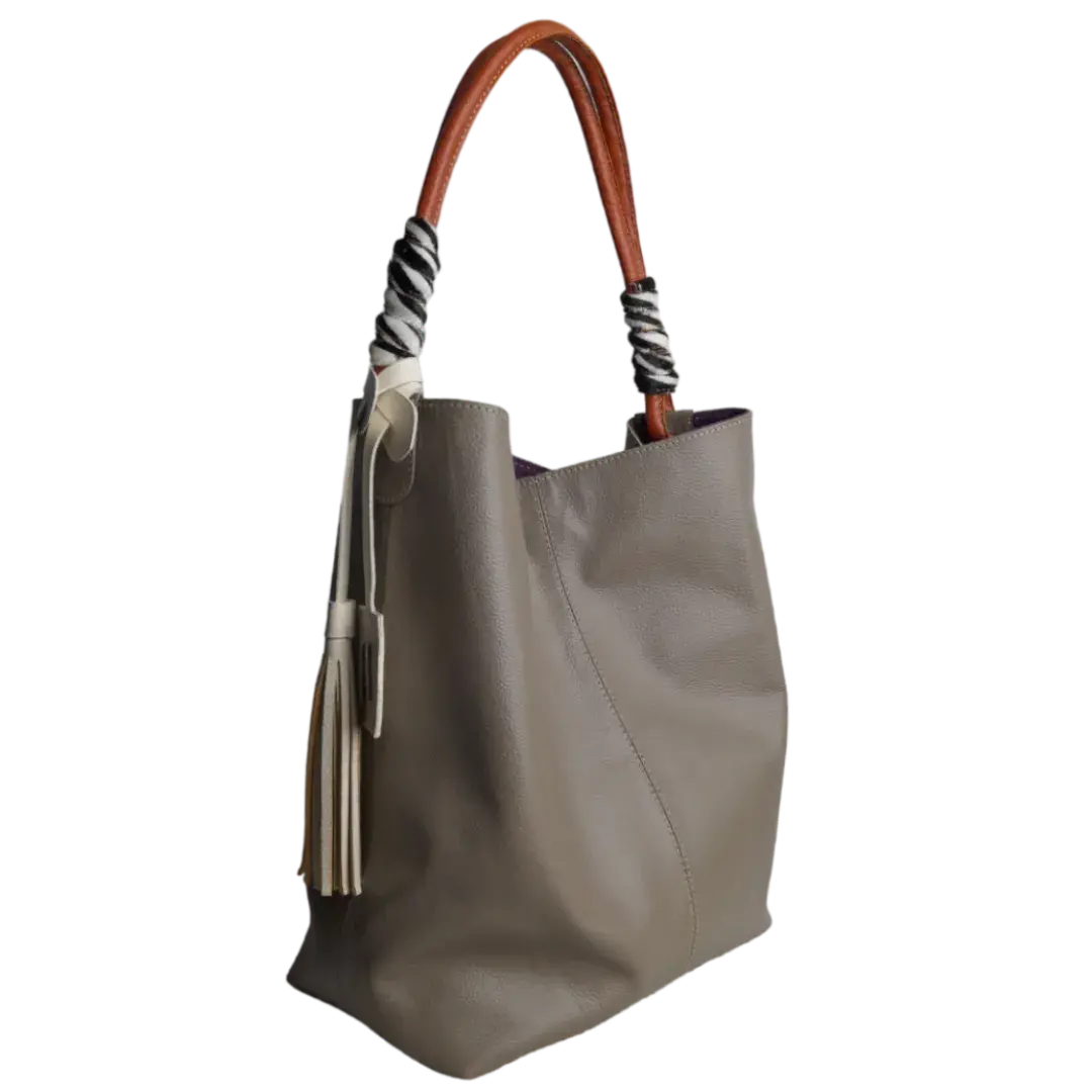Leah Taupe Dames Leren Handtas