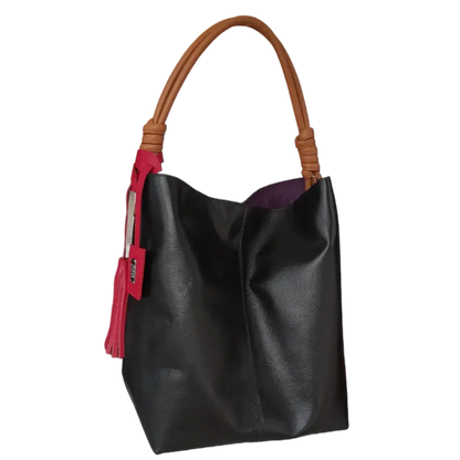 Leah Zwarte Leren Handtas voor Dames