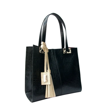 Sara Damen zwarte Reptielleer Tas