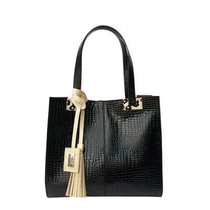 Sara Damen zwarte Reptielleer Tas