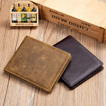 Herren Vintage Rindsleder Oberste Schicht Kurze Bi-Fold Brieftasche 45842491U