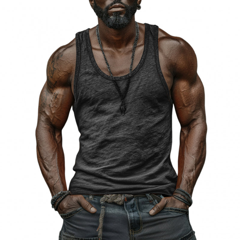 Heren Casual Ademende Huidvriendelijke Katoenen U-hals Slim Fit Tanktop MTA0746G0M