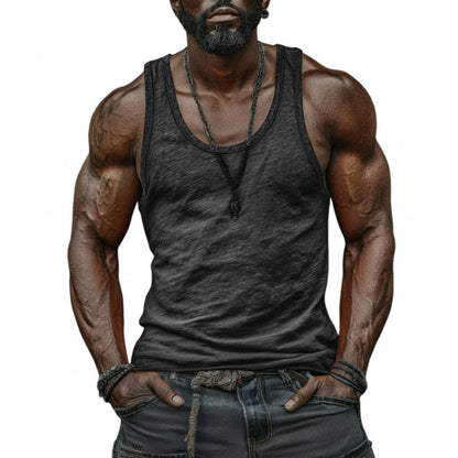 Heren Casual Ademende Huidvriendelijke Katoenen U-hals Slim Fit Tanktop MTA0746G0M