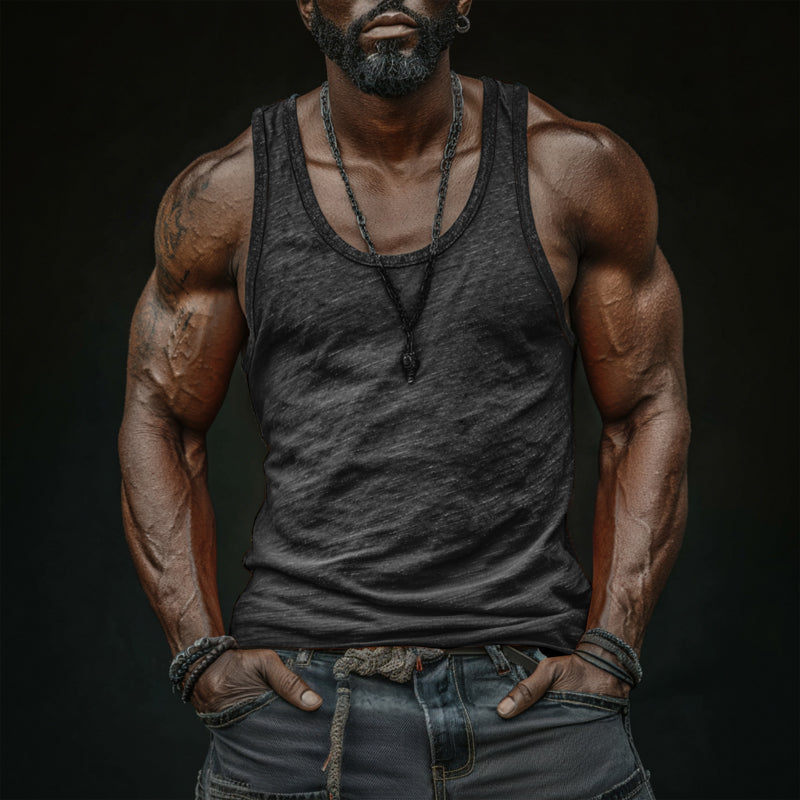 Heren Casual Ademende Huidvriendelijke Katoenen U-hals Slim Fit Tanktop MTA0746G0M