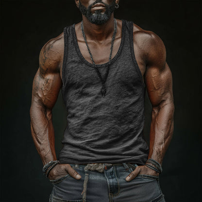 Heren Casual Ademende Huidvriendelijke Katoenen U-hals Slim Fit Tanktop MTA0746G0M