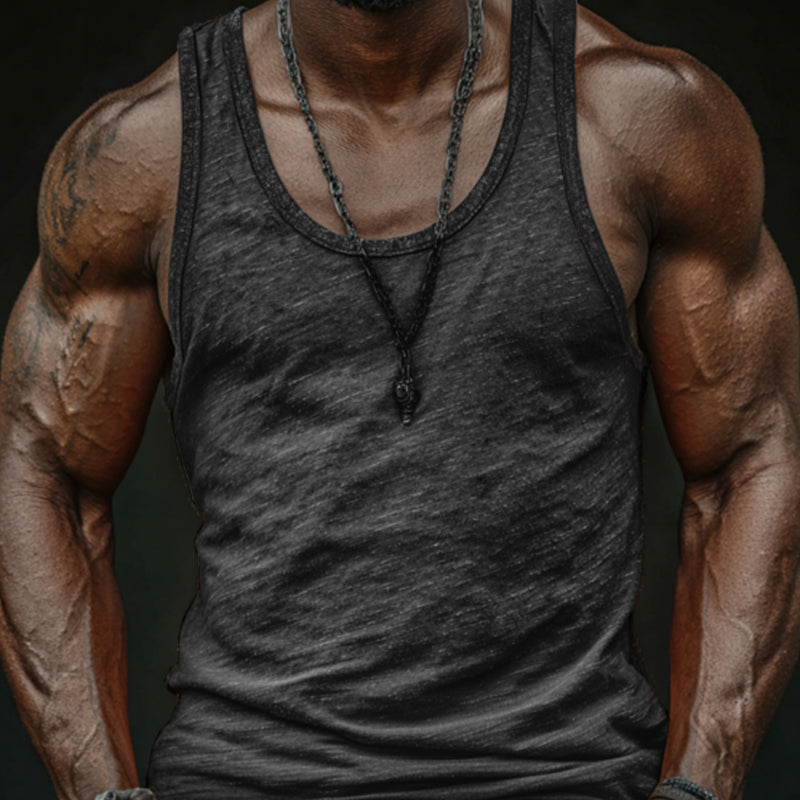 Heren Casual Ademende Huidvriendelijke Katoenen U-hals Slim Fit Tanktop MTA0746G0M