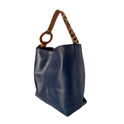 Nora donkerblauwe leren handtas voor dames