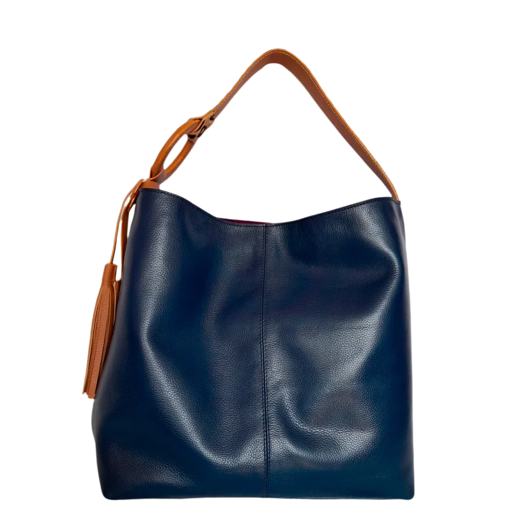 Nora donkerblauwe leren handtas voor dames