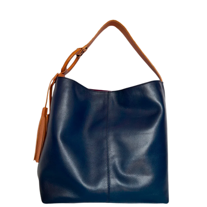 Nora donkerblauwe leren handtas voor dames