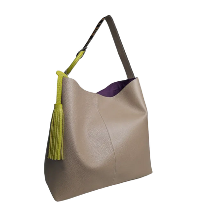 Nora Taupe leren handtas voor dames