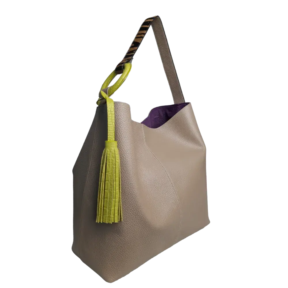 Nora Taupe leren handtas voor dames