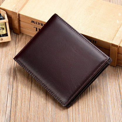 Herren Vintage Rindsleder Oberste Schicht Kurze Bi-Fold Brieftasche 45842491U