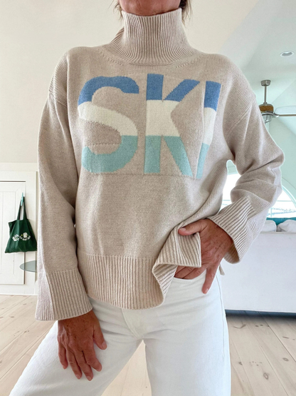 Retro Kaschmir Rollkragen Ski Pullover