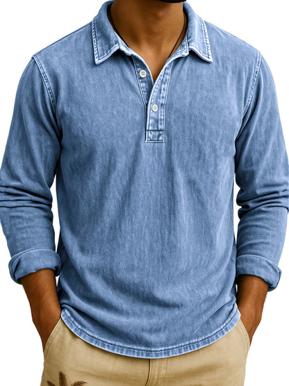 DANIEL PORTLAND™ – Langarm-Poloshirt im Vintage-Waschlook