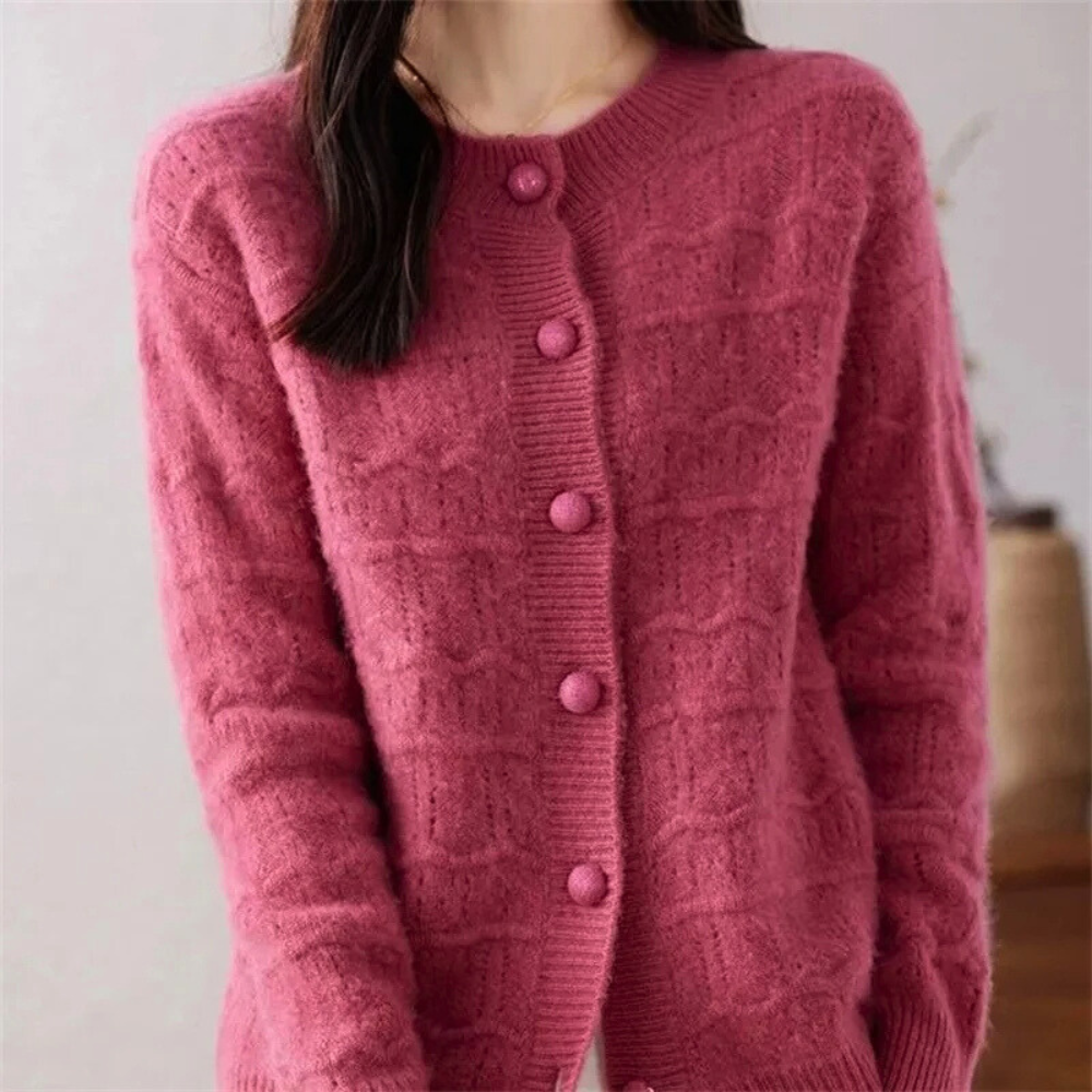 Mocha-Knopf-Pullover