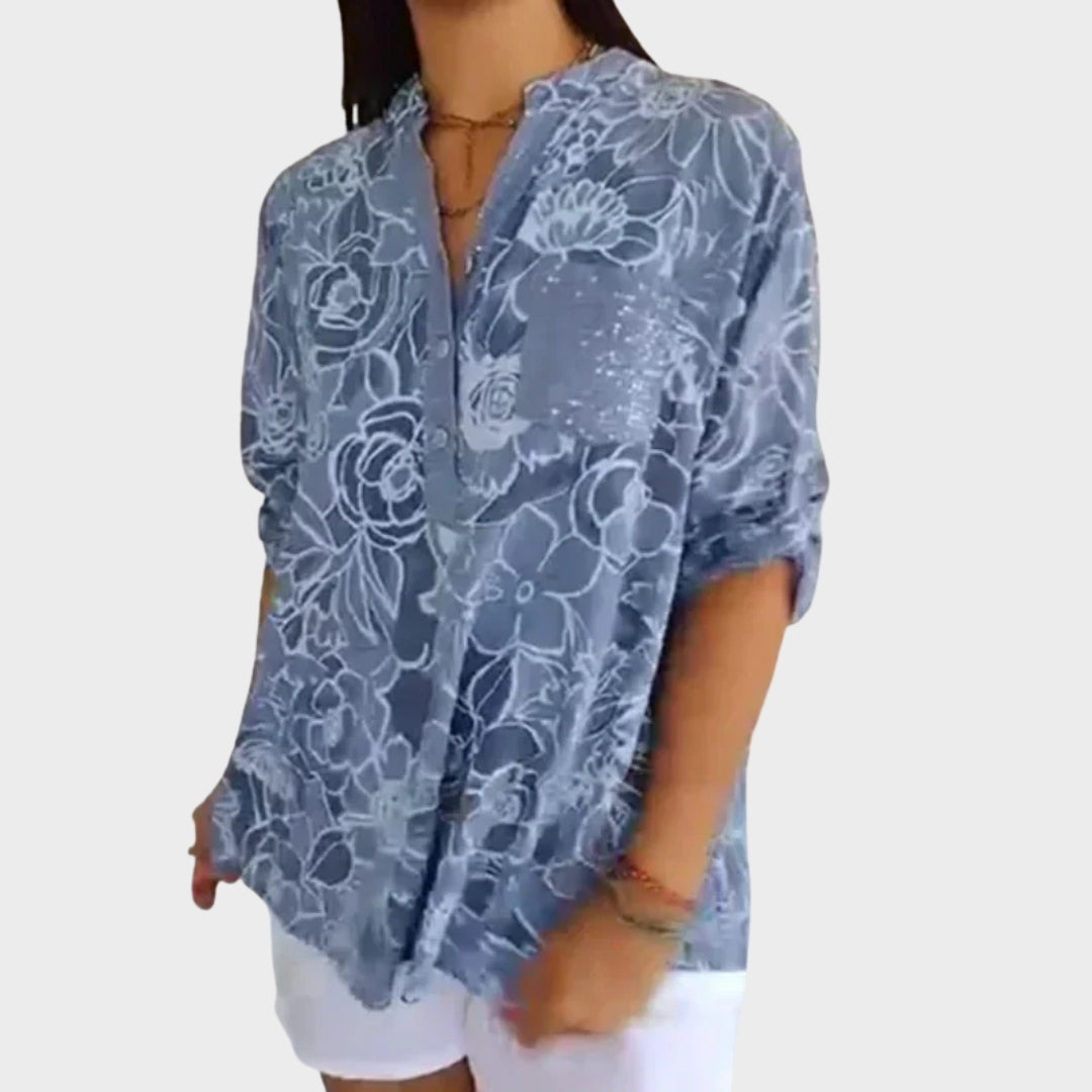 SABINA – GEFALTETE BLUSE MIT KNÖPFEN