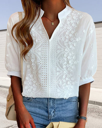 Yara | Witte blouse met pofmouwen