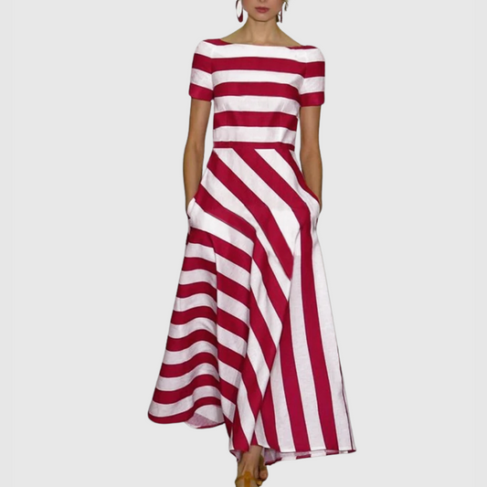 Rowena - Maxikleid mit kurzen Ärmeln und Streifen