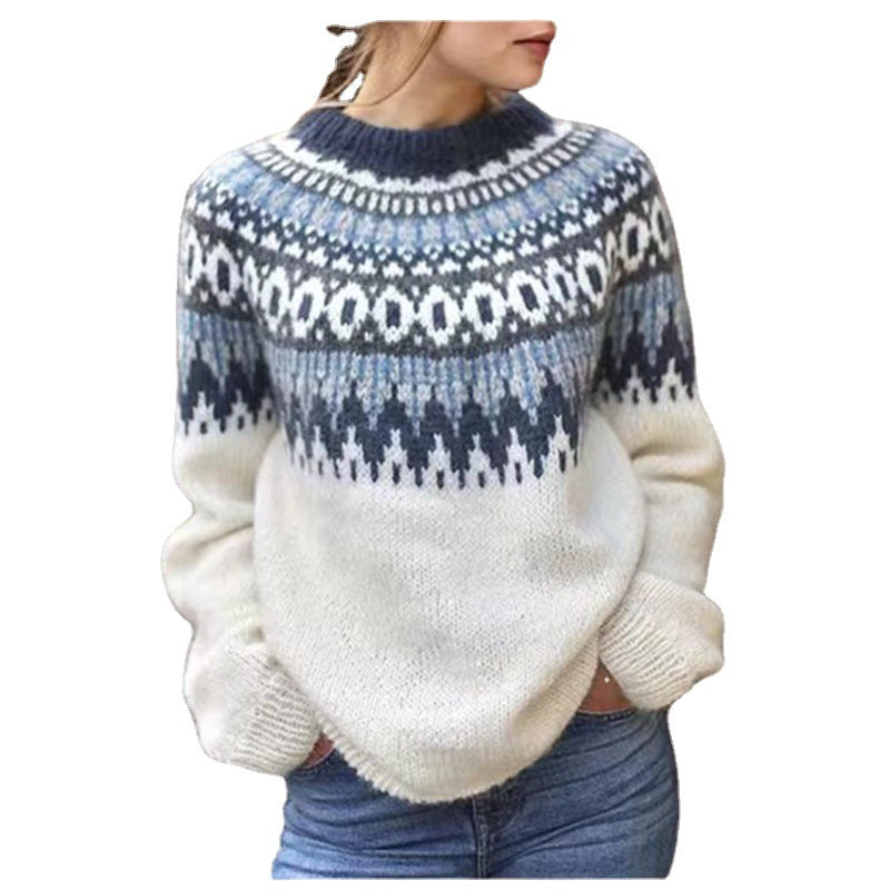 Lillian - Jacquard Vintage Druckpullover