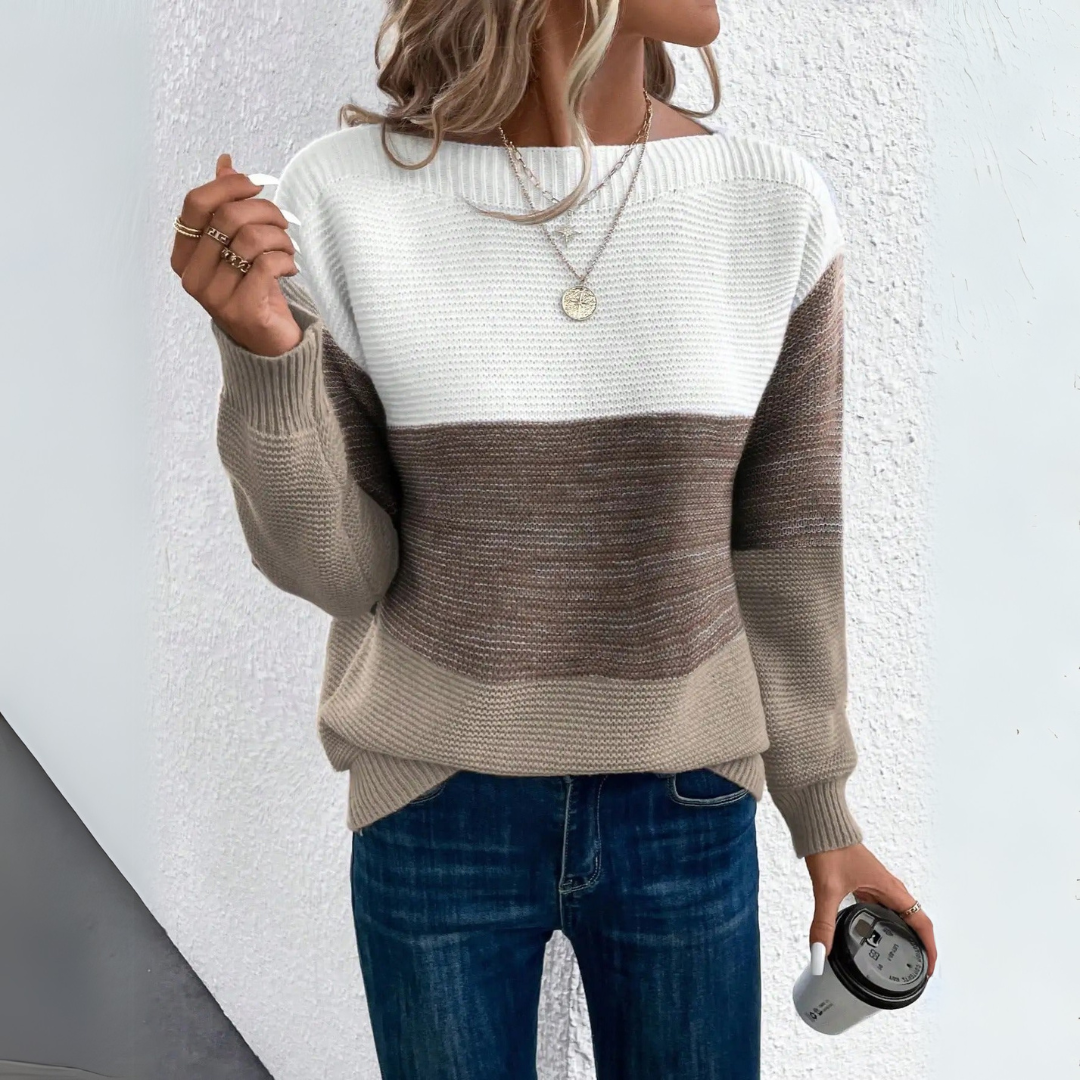 Clara | Elegante driekleurige patchwork trui