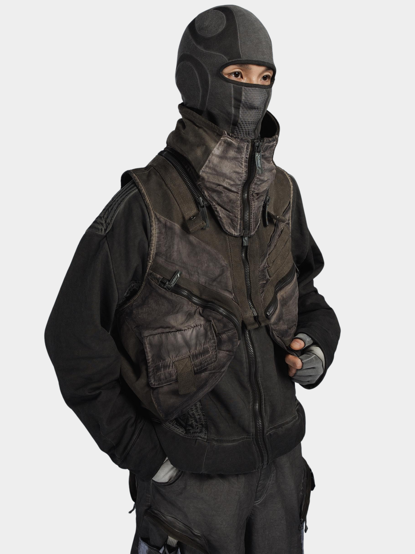 FlexCanopy – Unisex Asymmetrische Weste mit 3D-Taschen und abnehmbarem Design