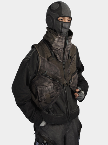 FlexCanopy – Unisex Asymmetrische Weste mit 3D-Taschen und abnehmbarem Design