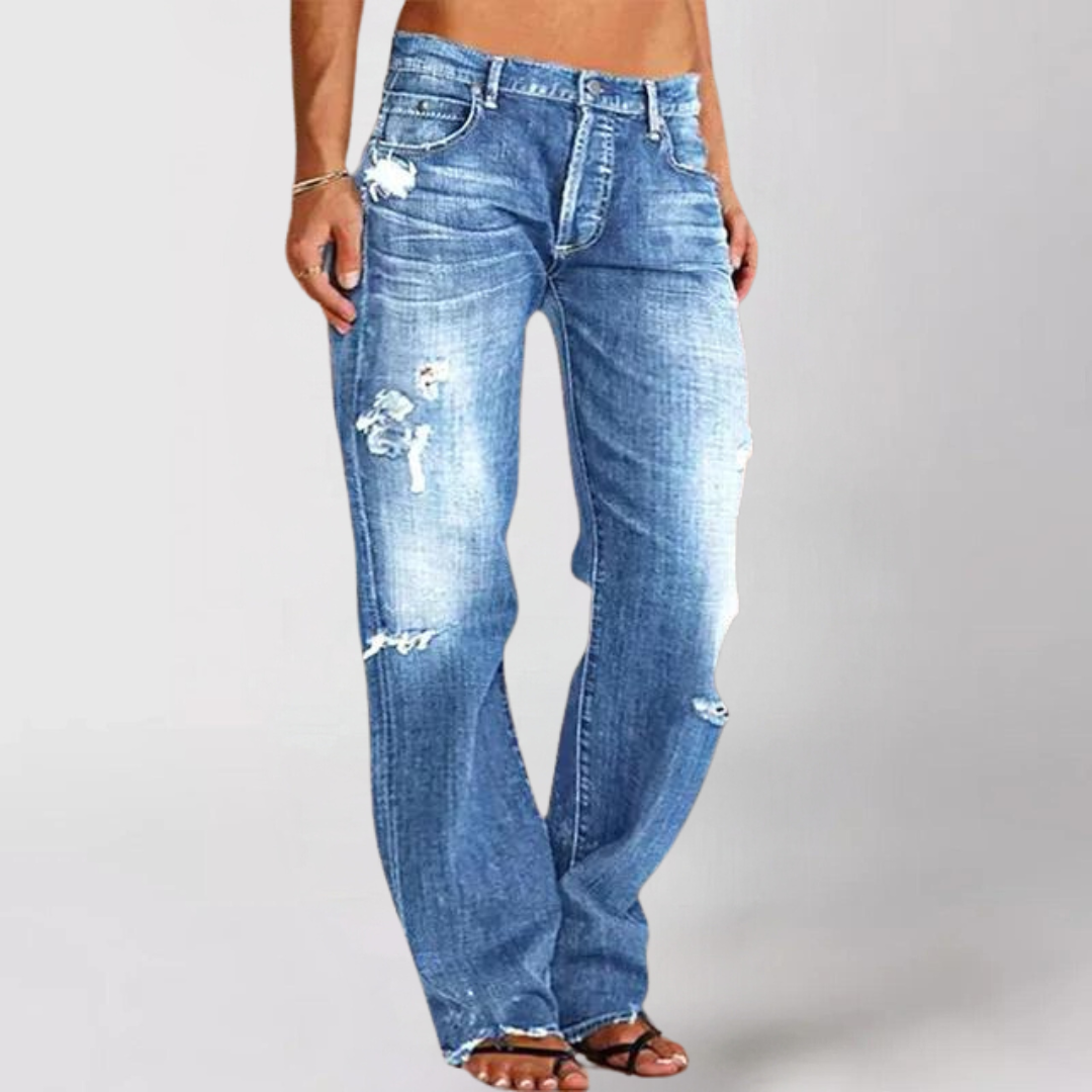 Mathilde | Versleten Wide-Leg Denim Jeans