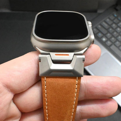 Titanium Echtleer Apple Watch Bandje